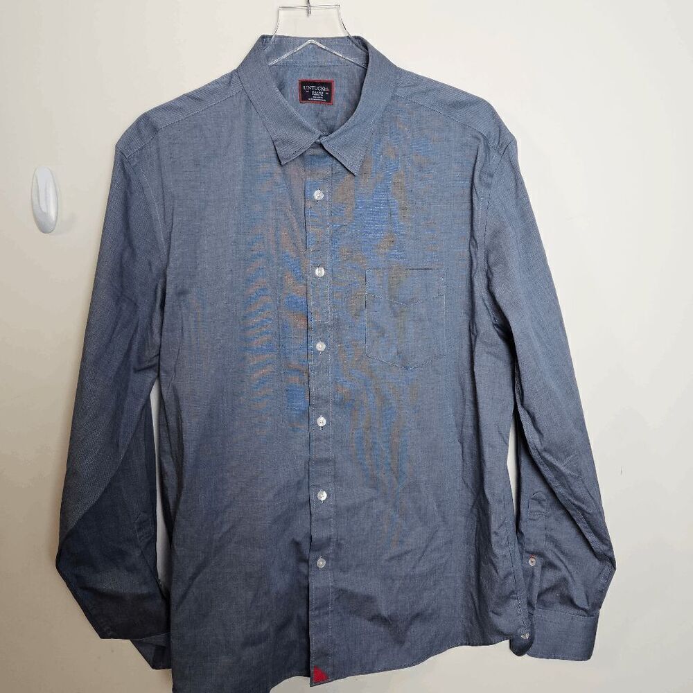 UNTUCKit Wrinkle Free Pio Cesare Long Sleeve Button Down Shirt 35451 Men's Blue